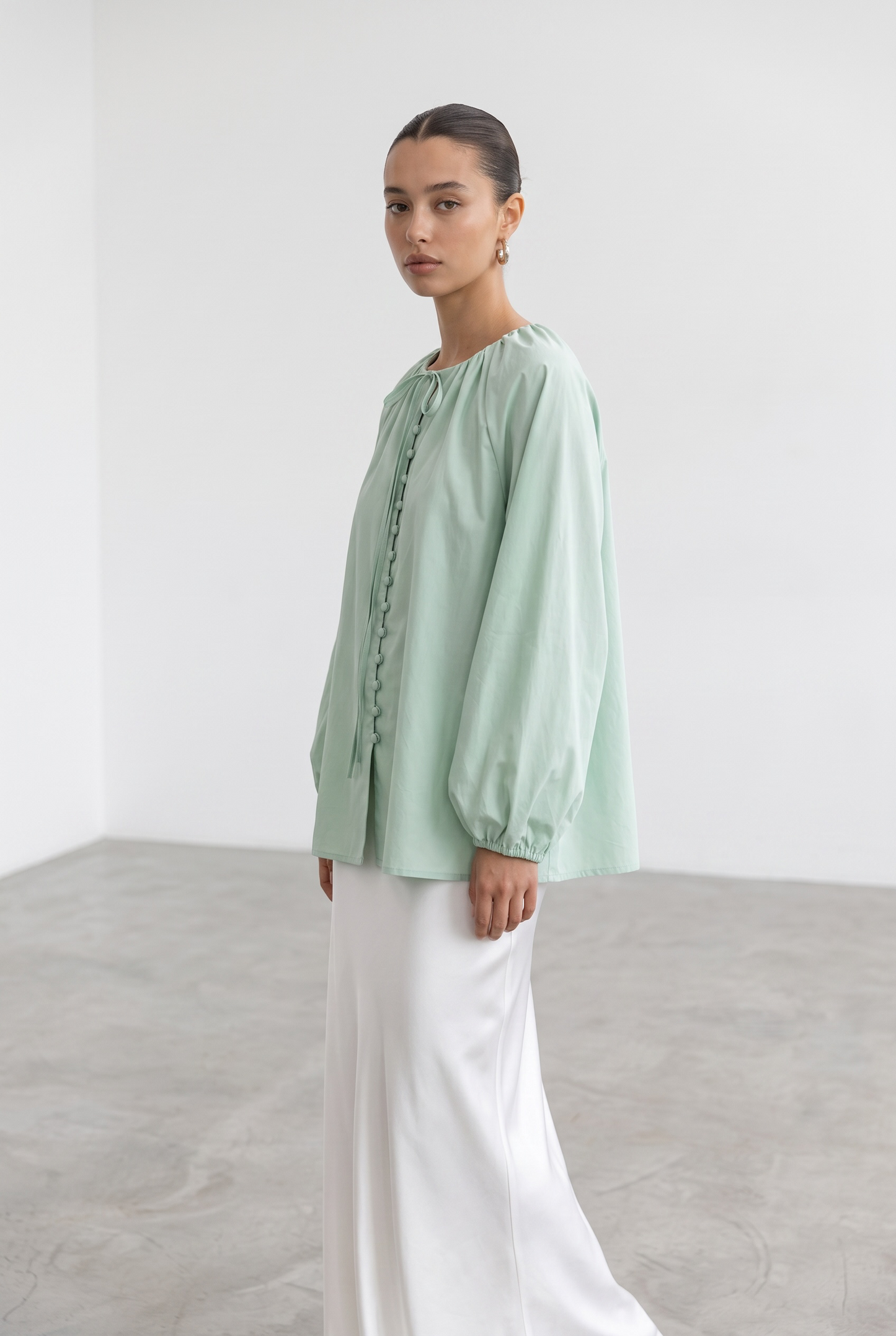 La blouse coton verte