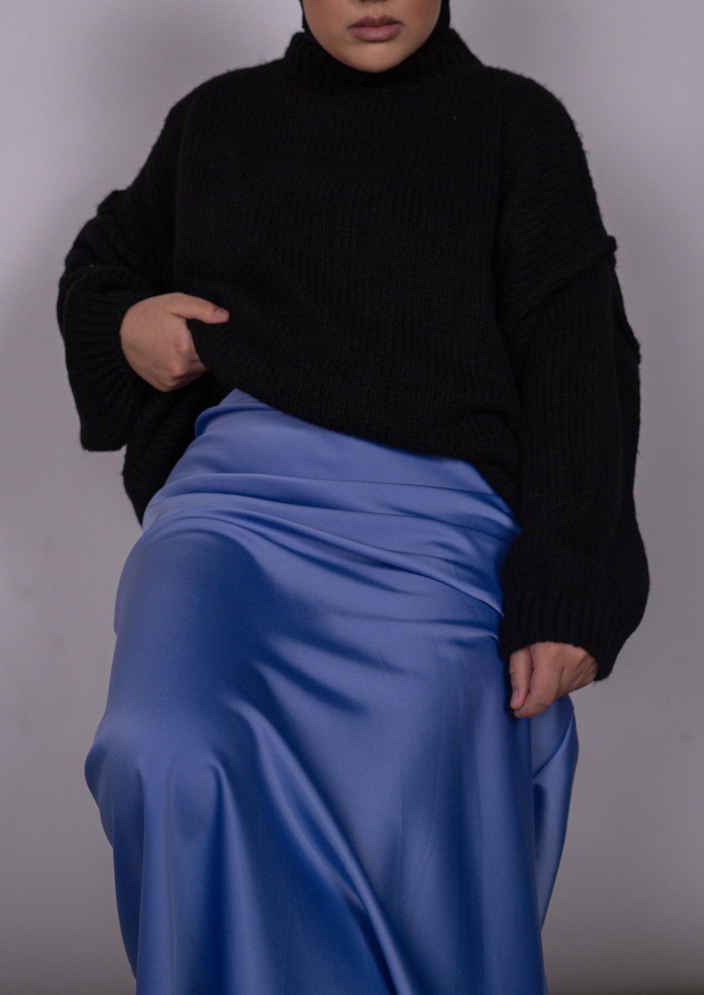 Jupe satinée bleu roi
