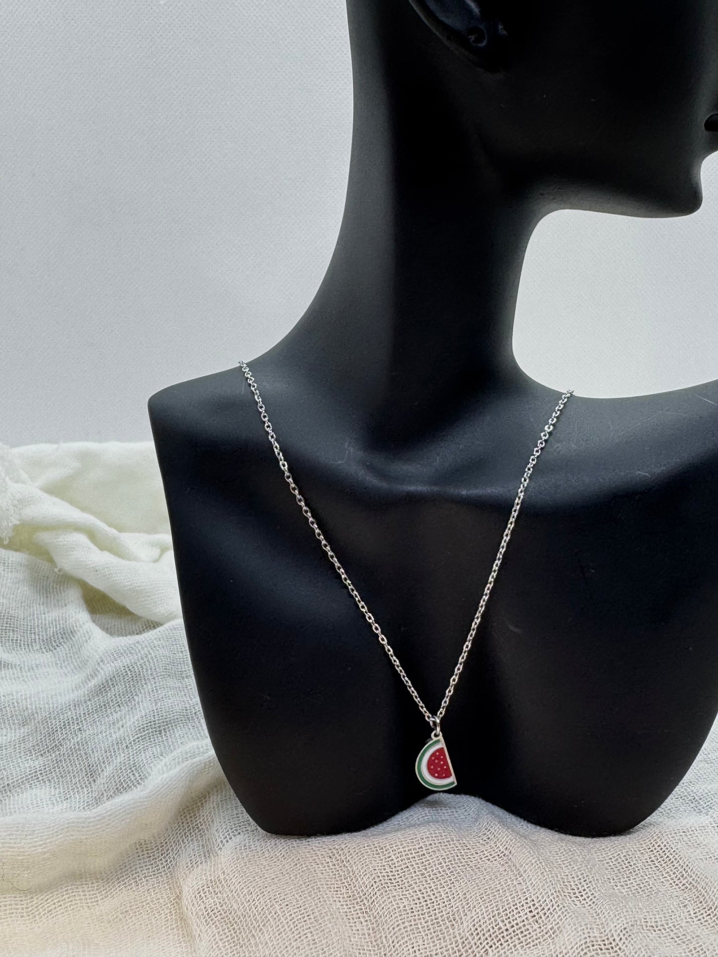 Collier pastèque argenté