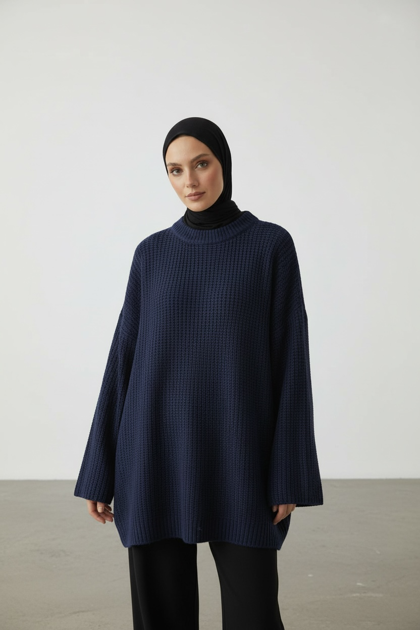 Le pull bleu marine