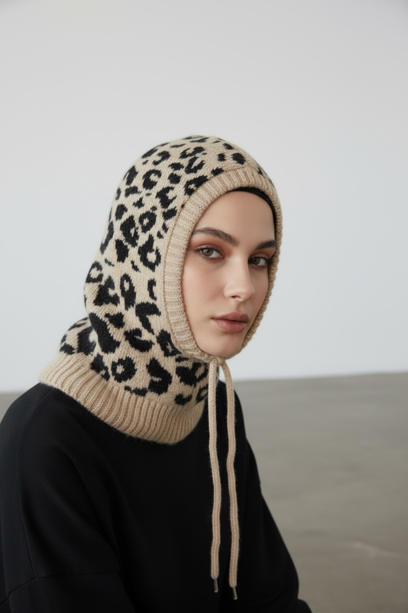 La cagoule en maille léopard