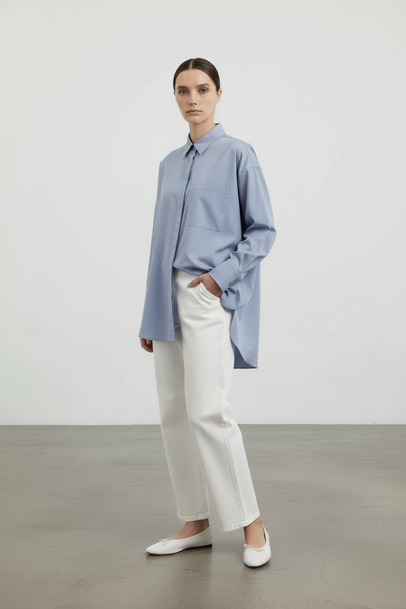 La chemise oversize bleu