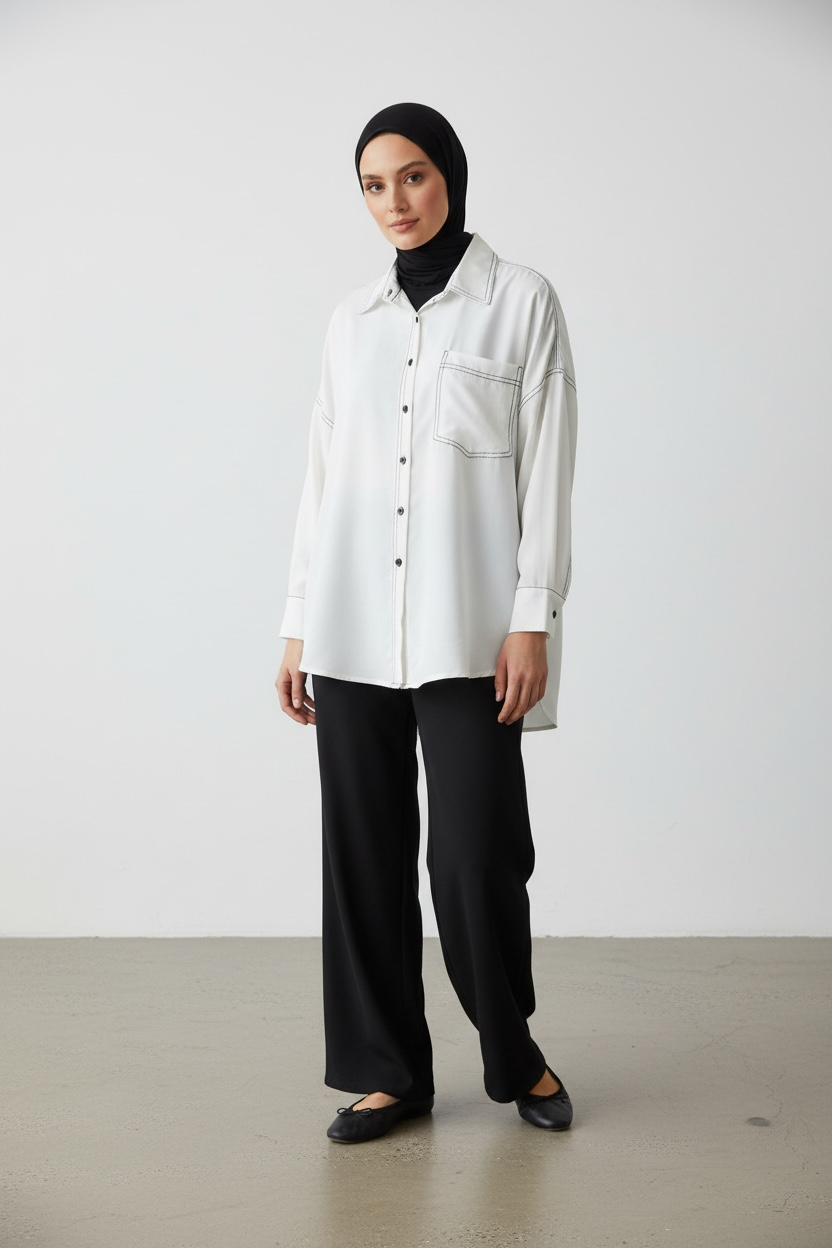 La chemise surpiqure blanche
