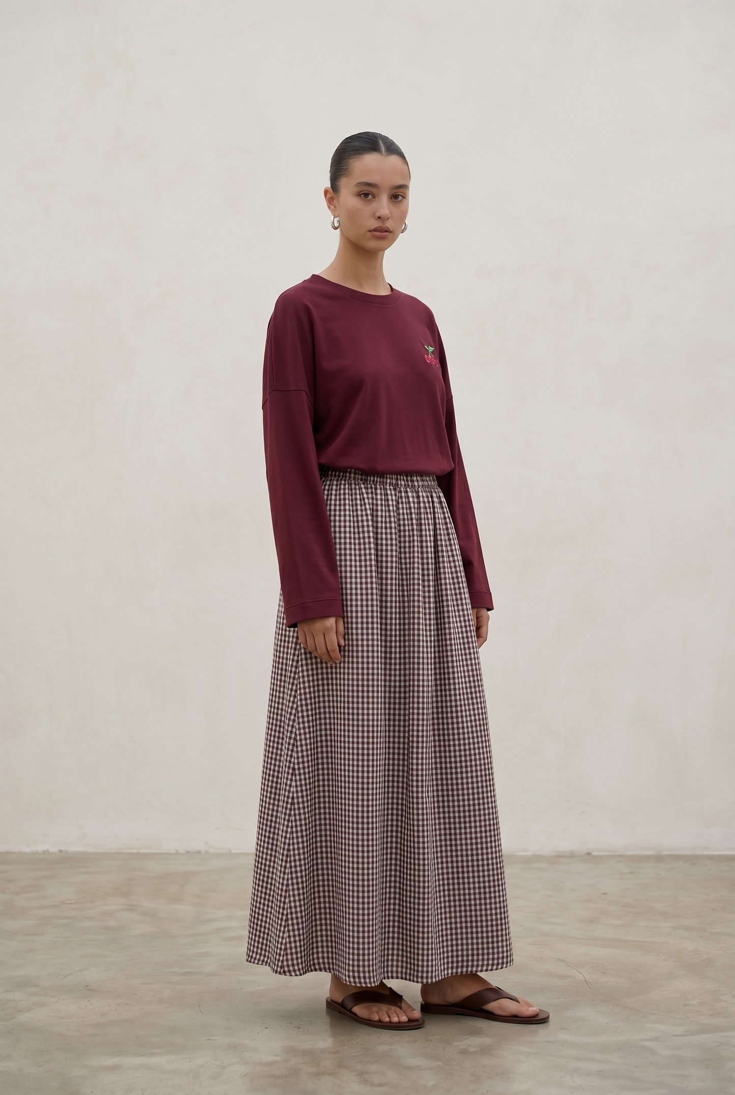 La jupe vichy burgundy
