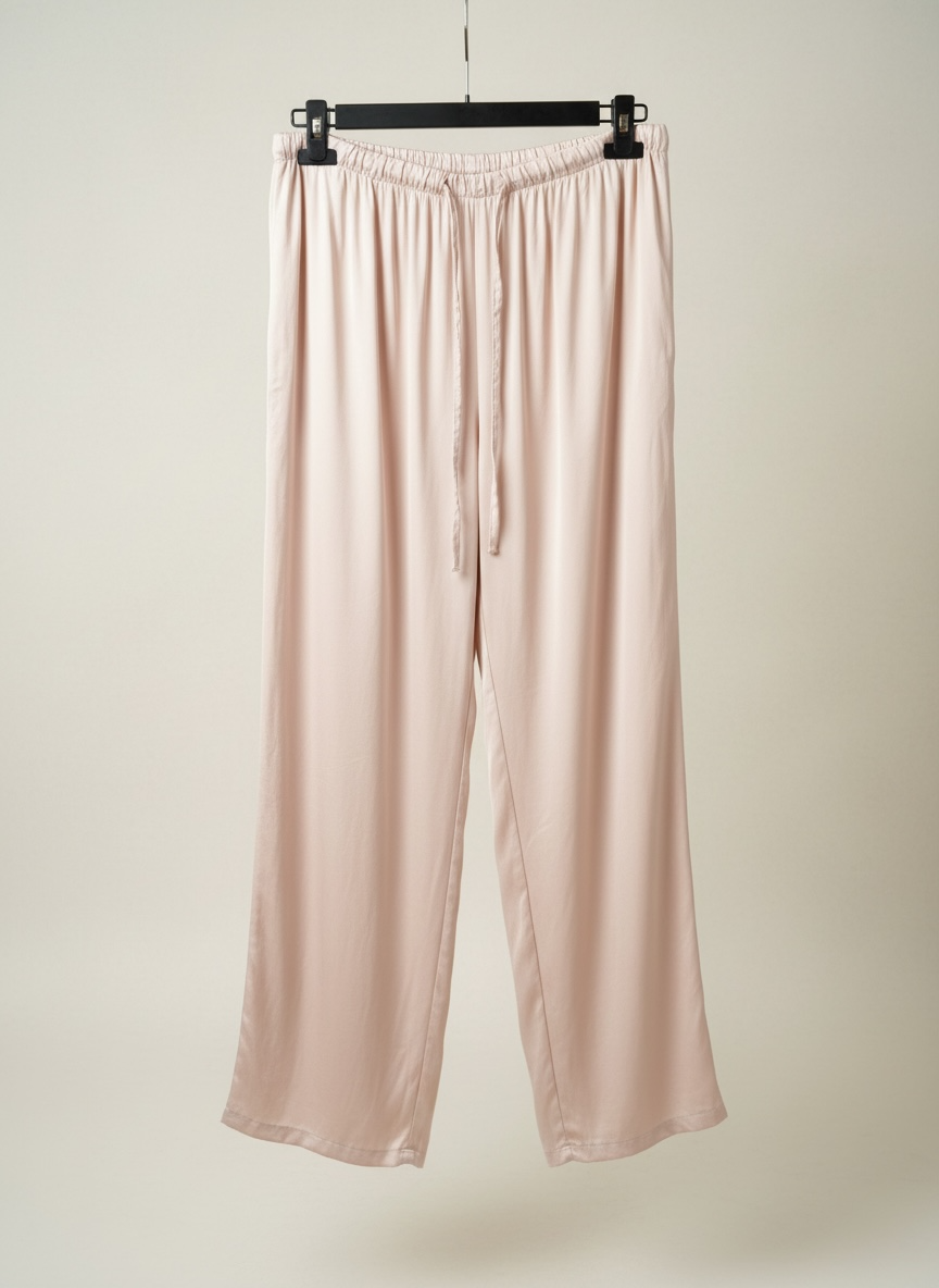 La pantalon satinée rose