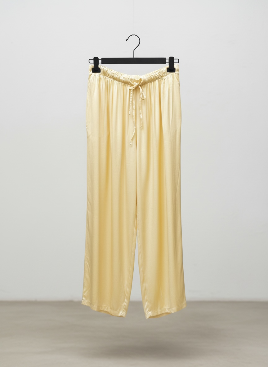 La pantalon satinée jaune