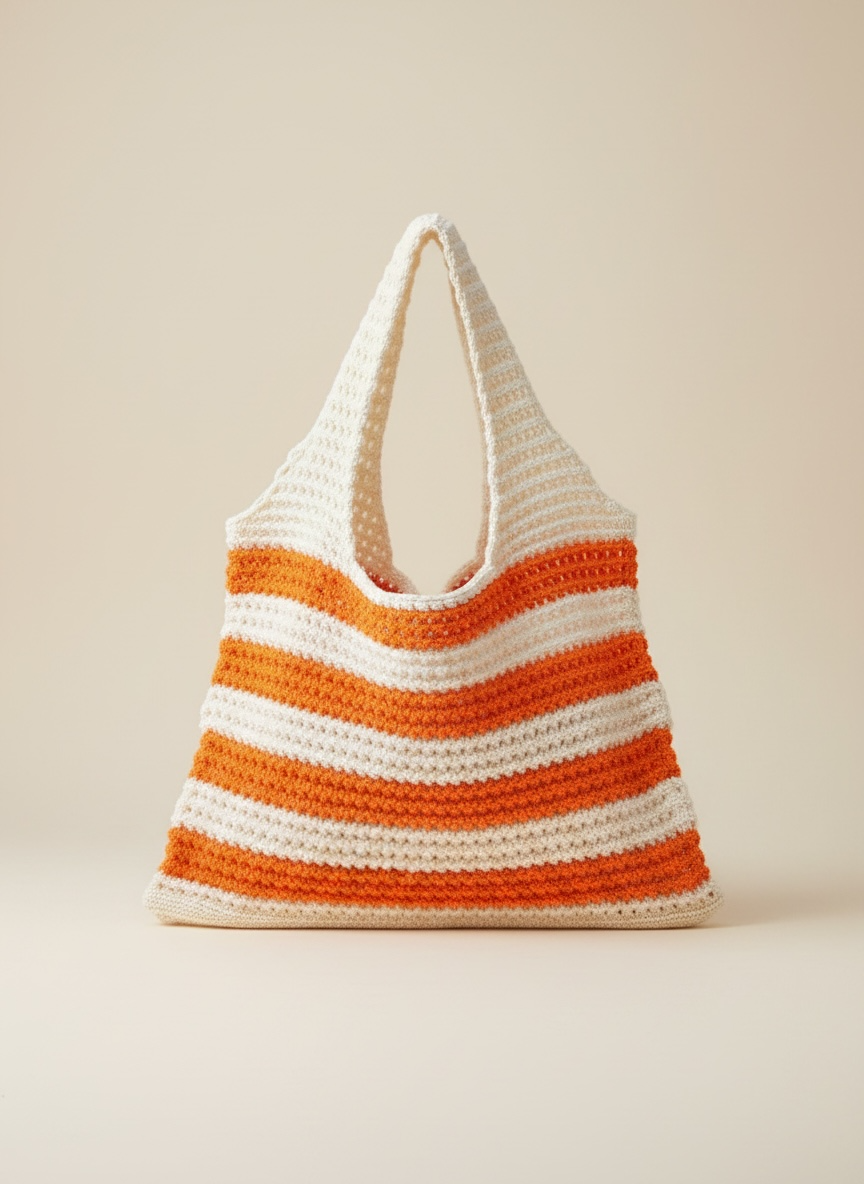 Le sac crochet orange et crème