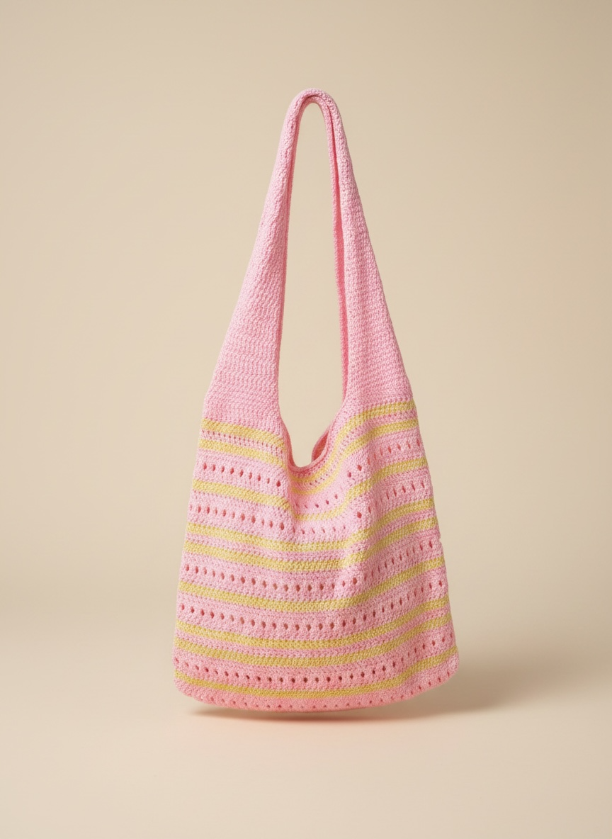 Le sac crochet jaune et rose