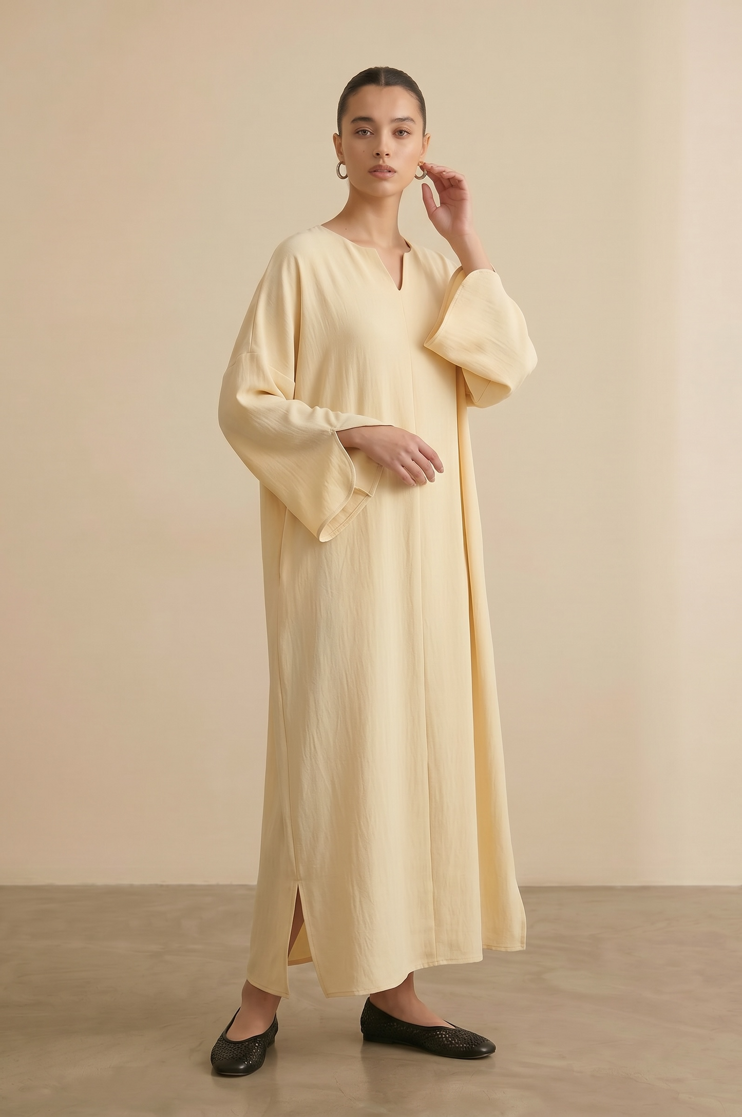 La robe epure jaune beurre