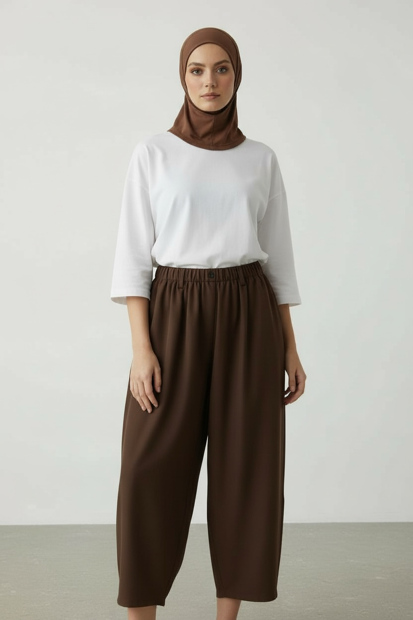 Le pantalon barrel chocolat