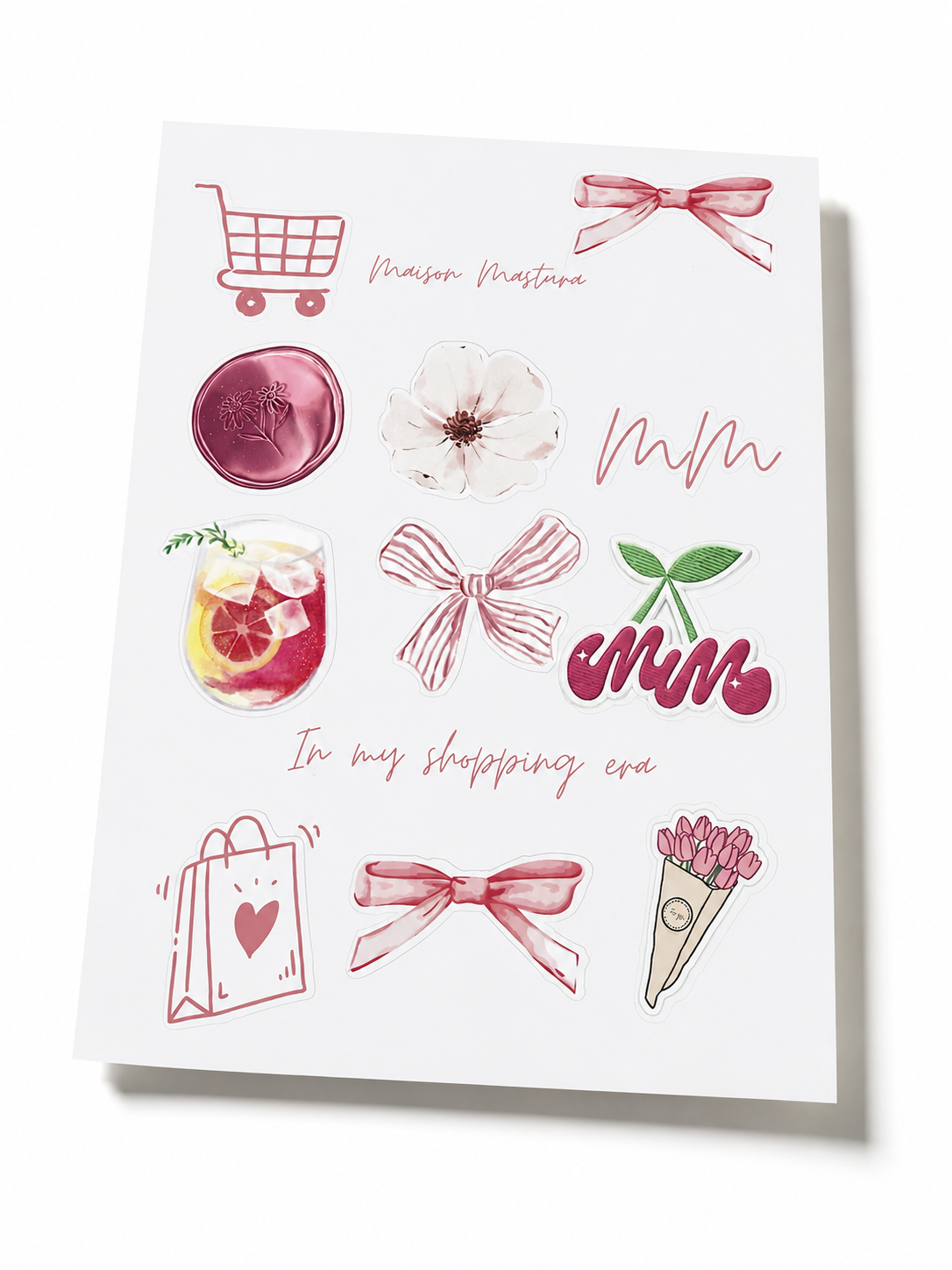 La planche de stickers rose