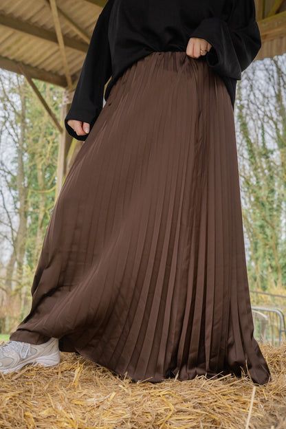 La jupe plissé chocolat