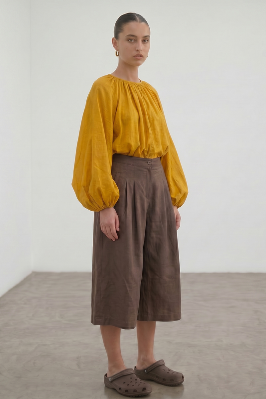 La blouse tencel moutarde