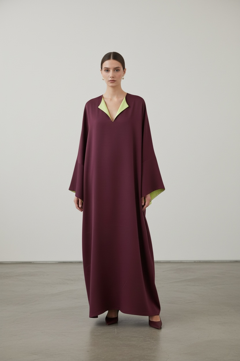 L’abaya bi color burgundy