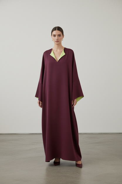 L’abaya bi color burgundy