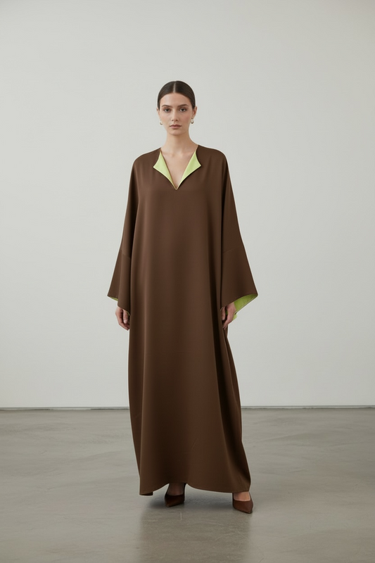 L’abaya bi color chocolat