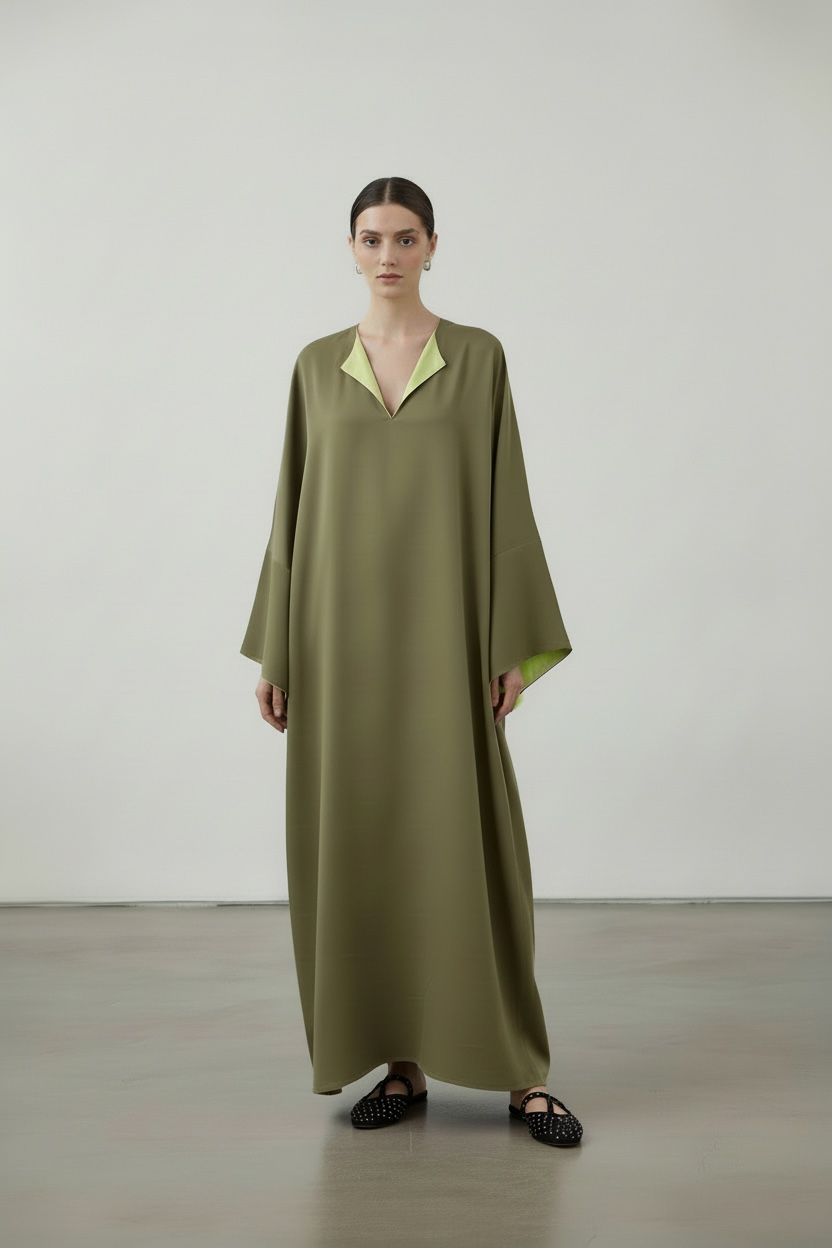 L’abaya bi color kaki