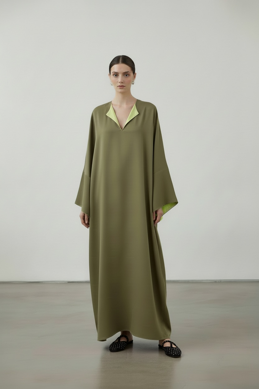 L’abaya bi color kaki