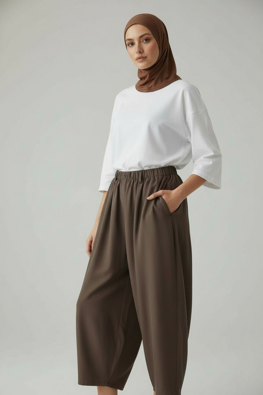 Le pantalon barrel taupe