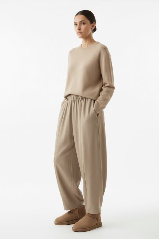 Le pantalon barrel caramel