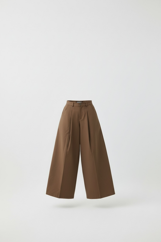 La pantalon barrel minimal chocolat