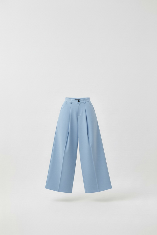 Le pantalon barrel minimal bleu ciel