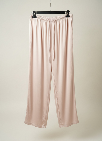 La pantalon satinée rose