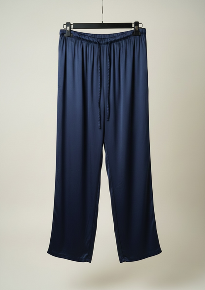 La pantalon satinée marine