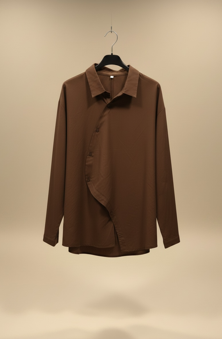 La chemise asymétrique chocolat