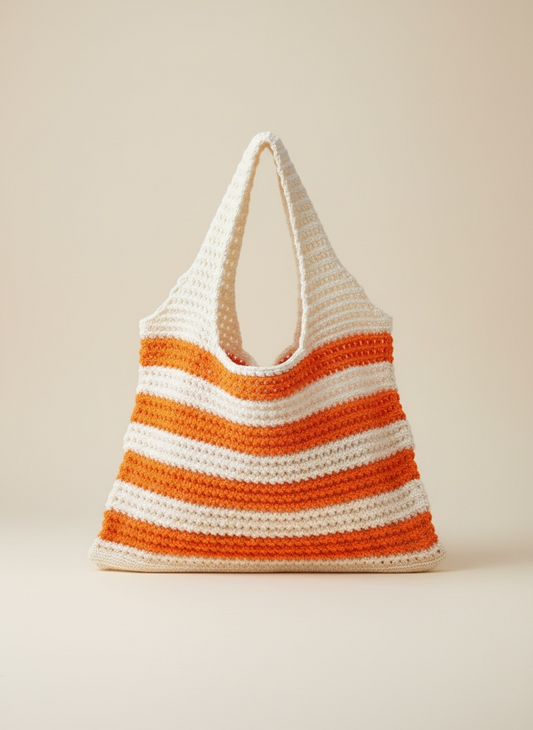 Le sac crochet orange et crème
