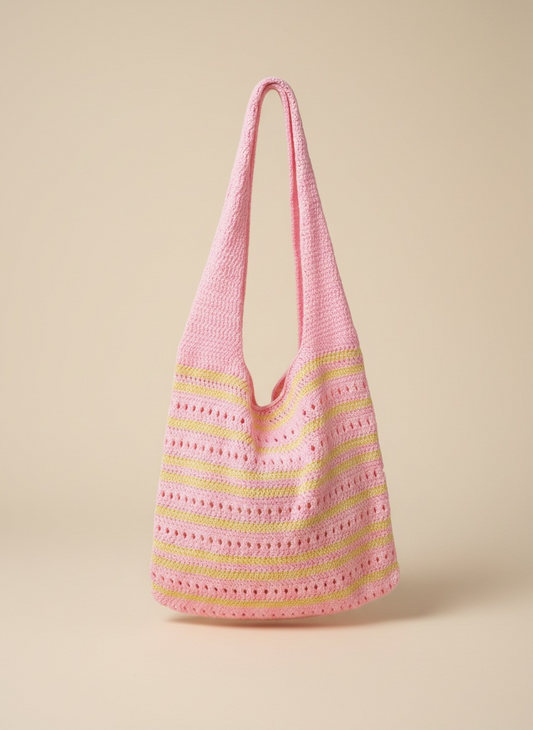 Le sac crochet jaune et rose
