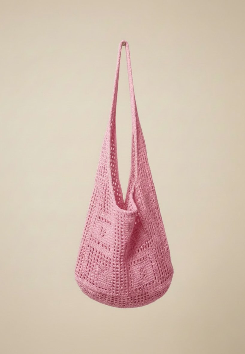 Le sac crochet rose