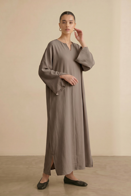 La robe epure taupe