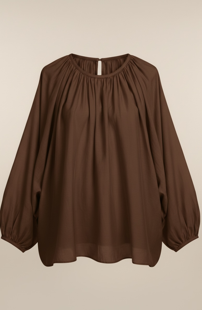La blouse tencel chocolat