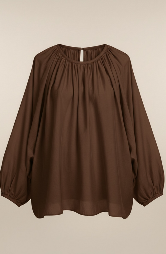 La blouse tencel chocolat