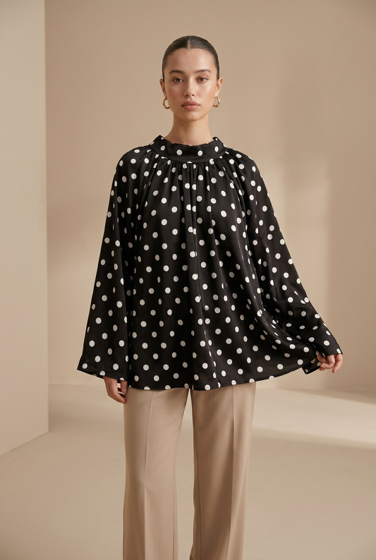 La blouse petit pois noir