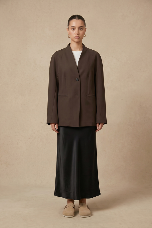 Le blazer cintré chocolat