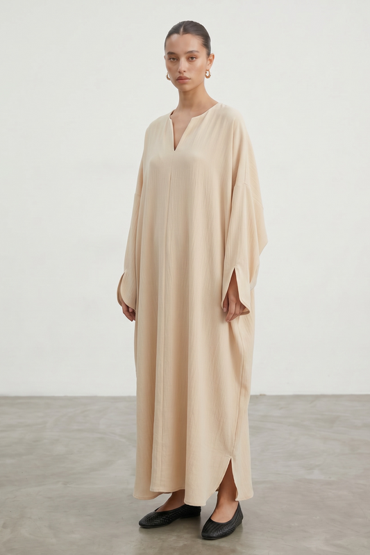 La robe épure beige