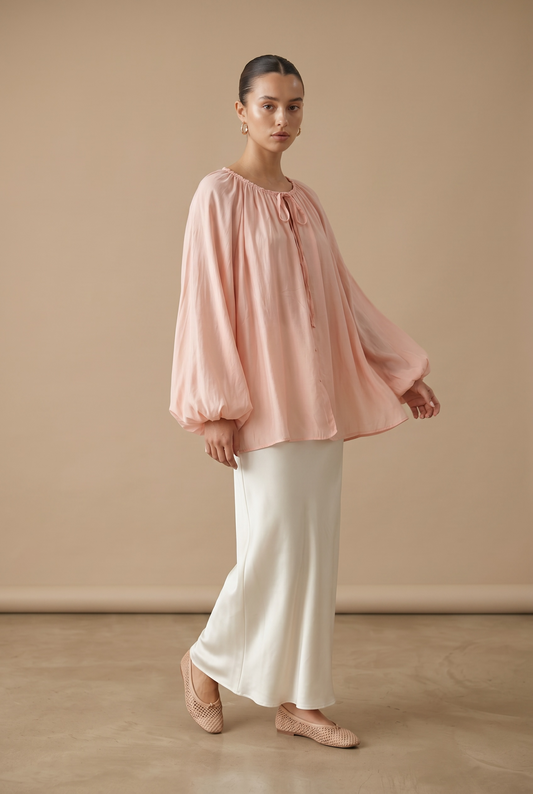 La blouse tencel corail