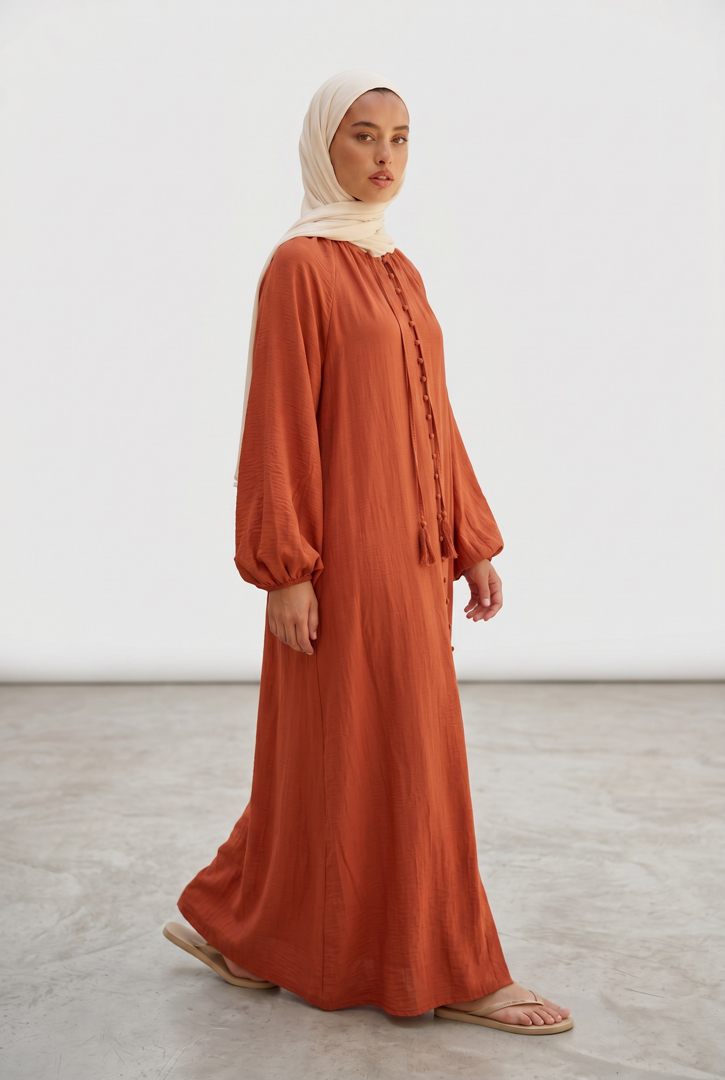 La robe bouton terracotta