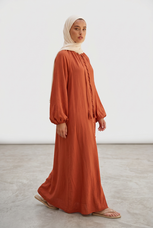 La robe bouton terracotta