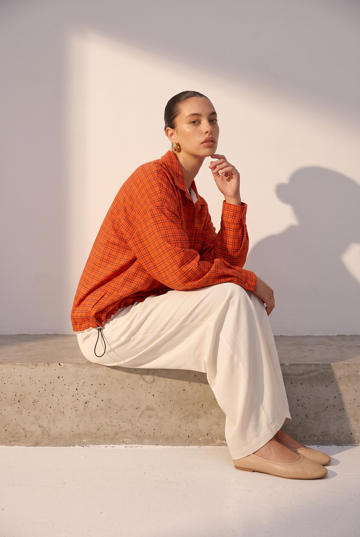 La veste à carreaux orange