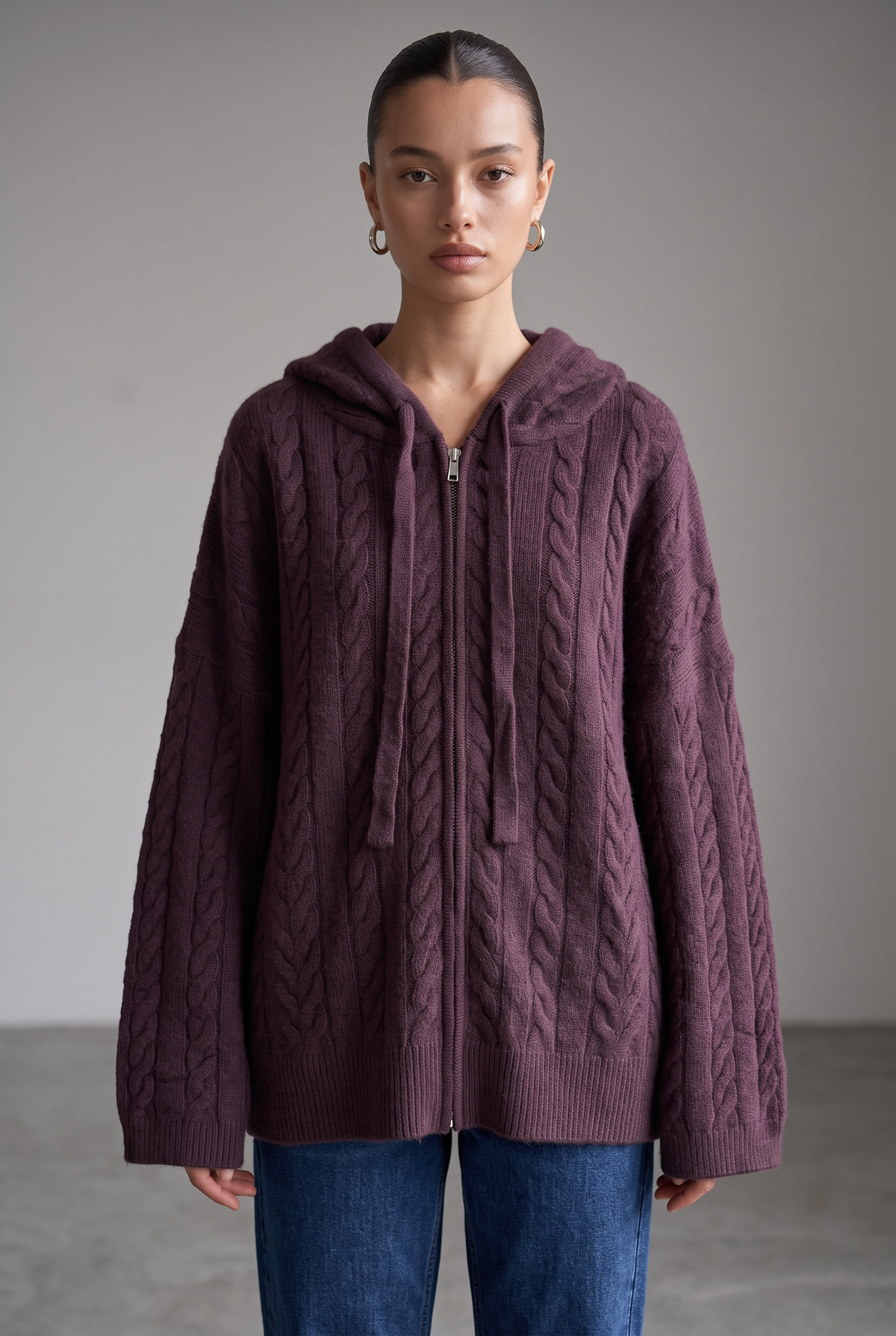 Le gilet zip prune
