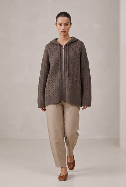 Le gilet zip chocolat
