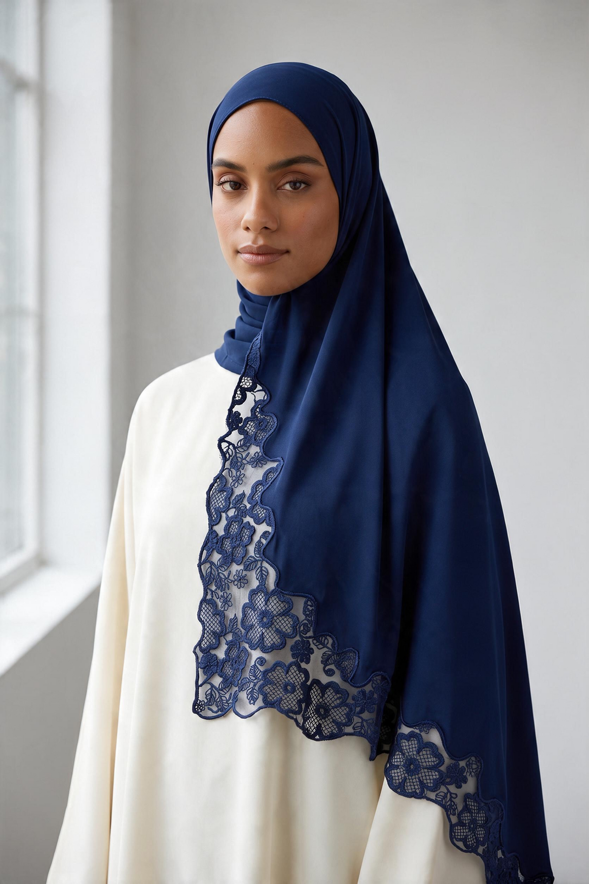 Le jersey dentelle marine