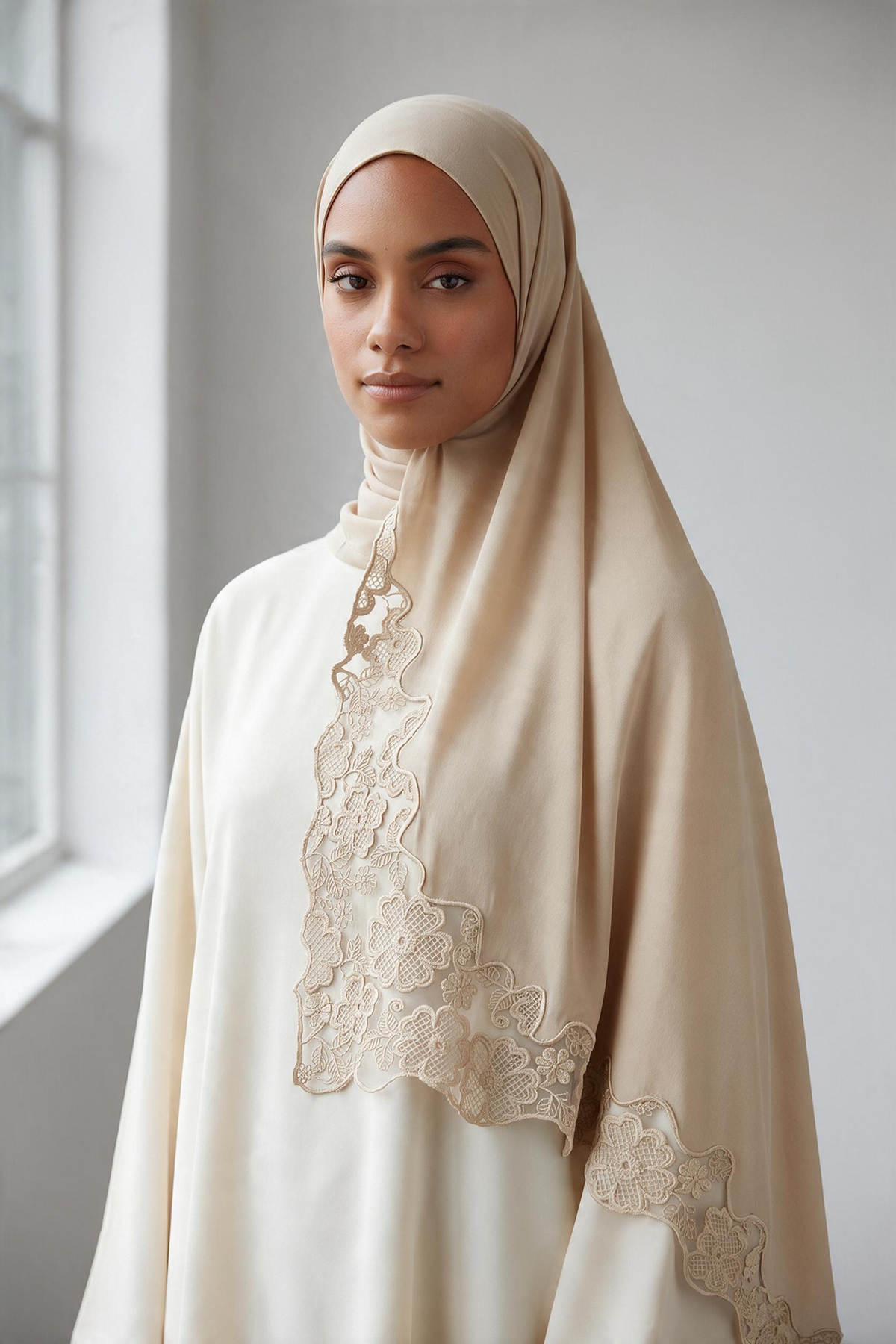 Le jersey dentelle beige