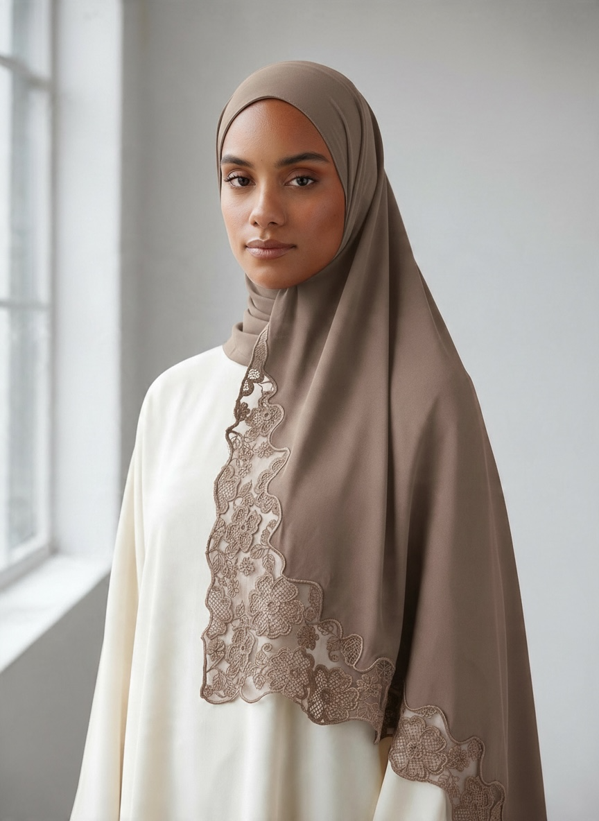 Le jersey dentelle taupe